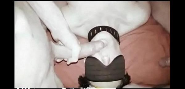  Blindfolded cougar doing an amazing fellation  cum eating  BBC
